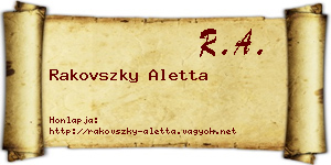 Rakovszky Aletta névjegykártya
